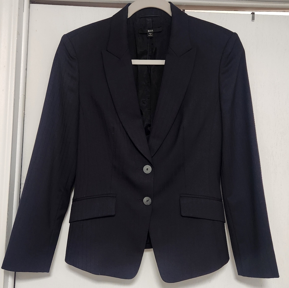 BOSS Hugo Boss Virgin Wool Navy Blazer Sz 4
